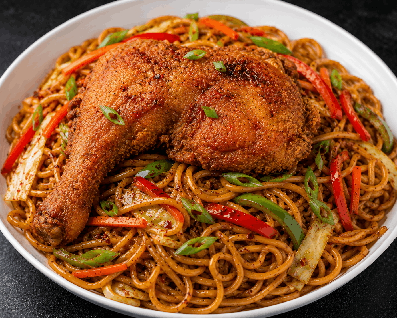 Guyanese Fried Chicken Lo Mein