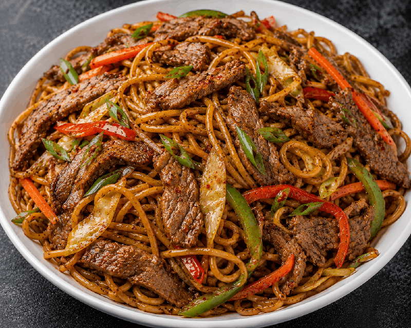 Guyanese Spicy Beef Lo Mein