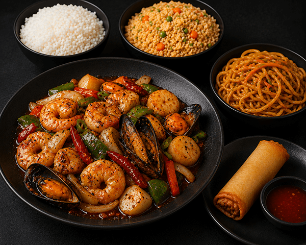 Spicy Peppered Mixed Seafood for One